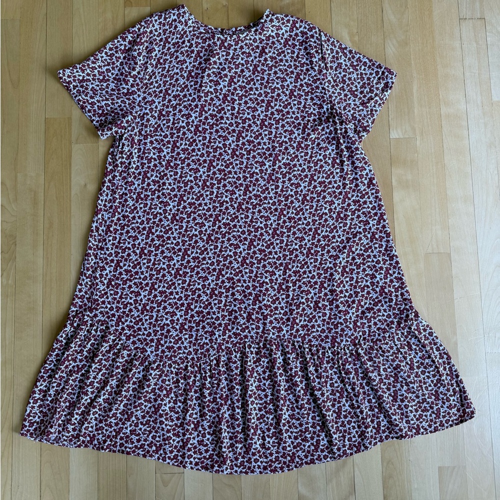 LOFT Red and White Ruffled Tiered Sundress